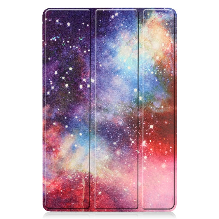 For Samsung Galaxy Tab S9 FE Custer Painted 3-Fold Holder Smart Leather Tablet Case(Milky Way Nebula) - Galaxy Tab S9 FE by buy2fix | Online Shopping UK | buy2fix