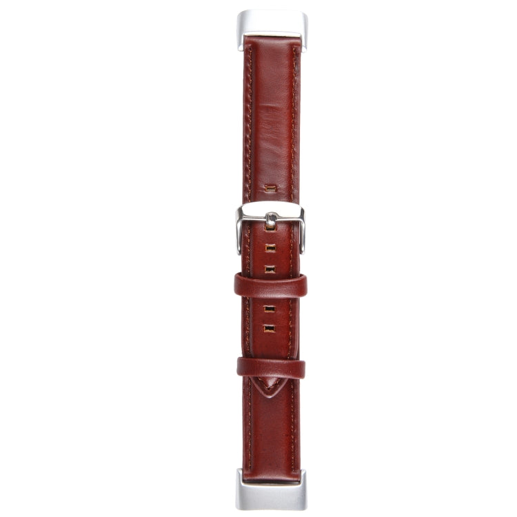 For Fitbit Charge 5 18mm Bamboo Joint Texture Genuine Leather Watch Band(Wine Red) - Watch Bands by buy2fix | Online Shopping UK | buy2fix