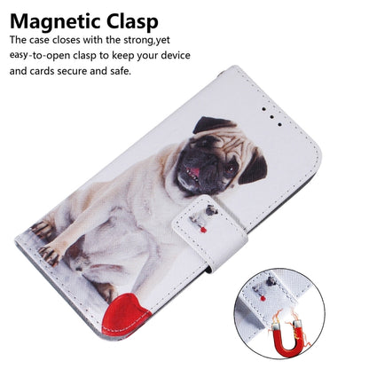 For iPhone 16 Pro Coloured Drawing Flip Leather Phone Case(Pug) - iPhone 16 Pro Cases by buy2fix | Online Shopping UK | buy2fix