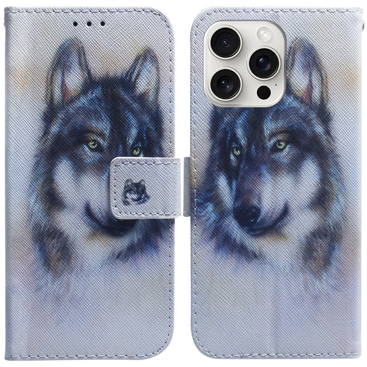 For iPhone 16 Pro Max Coloured Drawing Flip Leather Phone Case(White Wolf) - iPhone 16 Pro Max Cases by buy2fix | Online Shopping UK | buy2fix