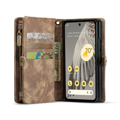 For Google Pixel Fold CaseMe 008 Detachable Multifunctional Retro Frosted Horizontal Flip Phone Leather Case with Zipper Wallet(Brown) - Google Cases by CaseMe | Online Shopping UK | buy2fix