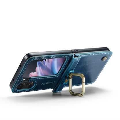 For OPPO Find N2 Flip CaseMe 003 Crazy Horse Texture Leather Phone Case with Ring Holder(Blue) - OPPO Cases by CaseMe | Online Shopping UK | buy2fix