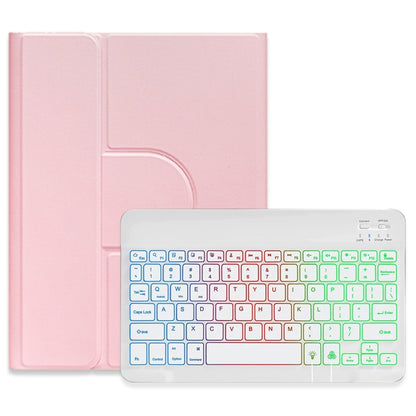 For iPad Air 2022 / iPad Pro 11 2021 Three-color Backlight White 360 Degree Rotatable Bluetooth Keyboard Leather Case(Pink) - Universal by buy2fix | Online Shopping UK | buy2fix