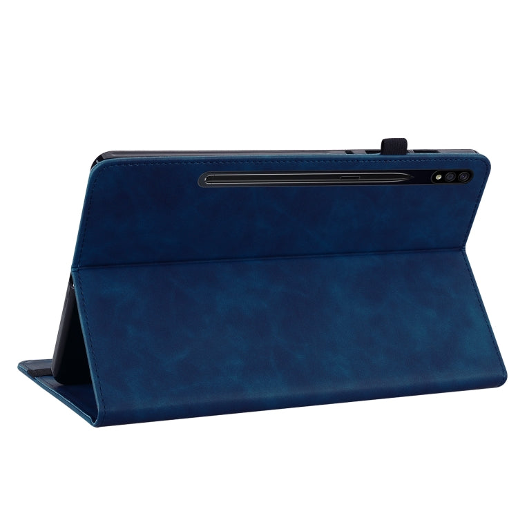 For Samsung Galaxy Tab S9+ Skin Feel Solid Color Zipper Leather Tablet Case(Blue) - Galaxy Tab S9+ Cases by buy2fix | Online Shopping UK | buy2fix