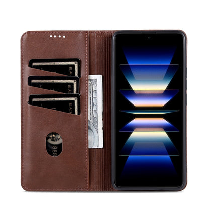 For Samsung Galaxy S24+ 5G AZNS Magnetic Calf Texture Flip Leather Phone Case(Dark Brown) - Galaxy S24+ 5G Cases by AZNS | Online Shopping UK | buy2fix