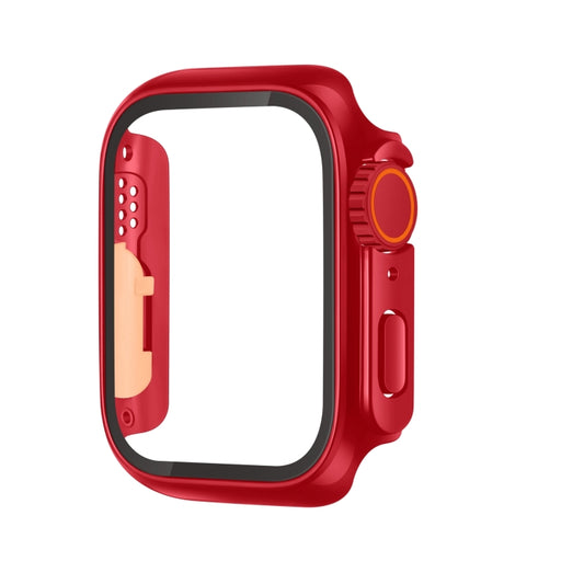 For Apple Watch Series 9 / 8 / 7 41mm Tempered Film Hybrid PC Integrated Watch Case(Red) - Watch Cases by buy2fix | Online Shopping UK | buy2fix