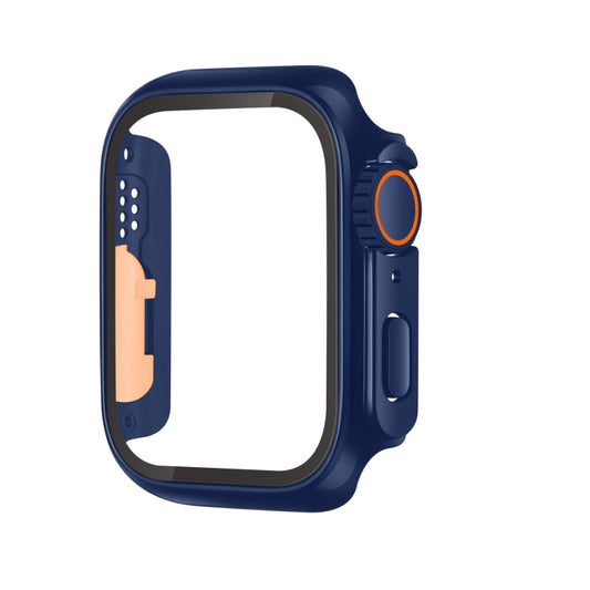 For Apple Watch Series 6 / 5 / 4 / SE 44mm Tempered Film Hybrid PC Integrated Watch Case(Midnight Blue Orange) - Watch Cases by buy2fix | Online Shopping UK | buy2fix