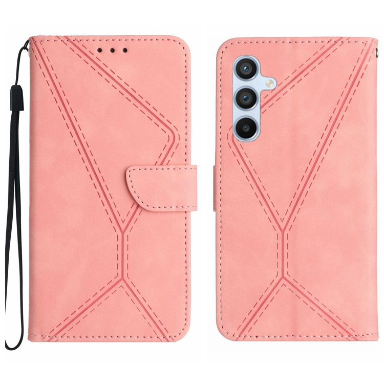 For Samsung Galaxy M55 Stitching Embossed Leather Phone Case(Pink) - Galaxy Phone Cases by buy2fix | Online Shopping UK | buy2fix