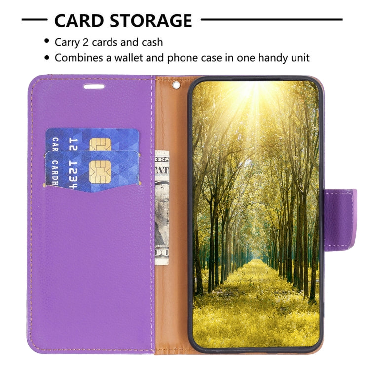 For Samsung Galaxy A25 5G Litchi Texture Pure Color Flip Leather Phone Case(Purple) - Galaxy Phone Cases by buy2fix | Online Shopping UK | buy2fix