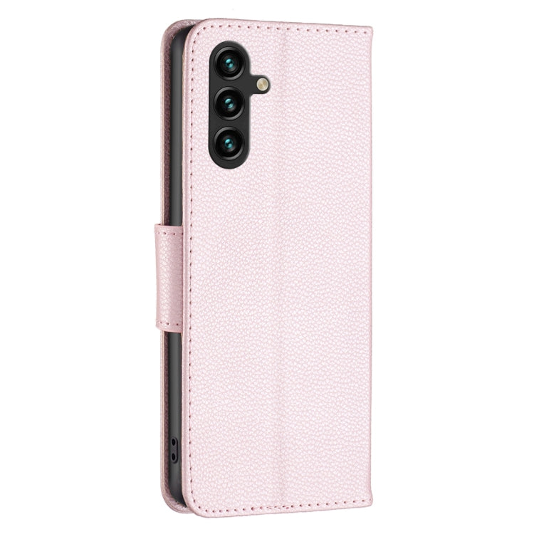 For Samsung Galaxy A35 Litchi Texture Pure Color Flip Leather Phone Case(Rose Gold) - Galaxy Phone Cases by buy2fix | Online Shopping UK | buy2fix