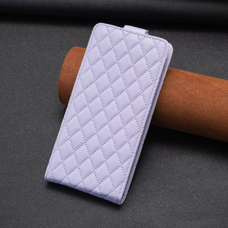 For iPhone 16 Pro Max Diamond Lattice Vertical Flip Leather Phone Case(Purple) - iPhone 16 Pro Max Cases by buy2fix | Online Shopping UK | buy2fix