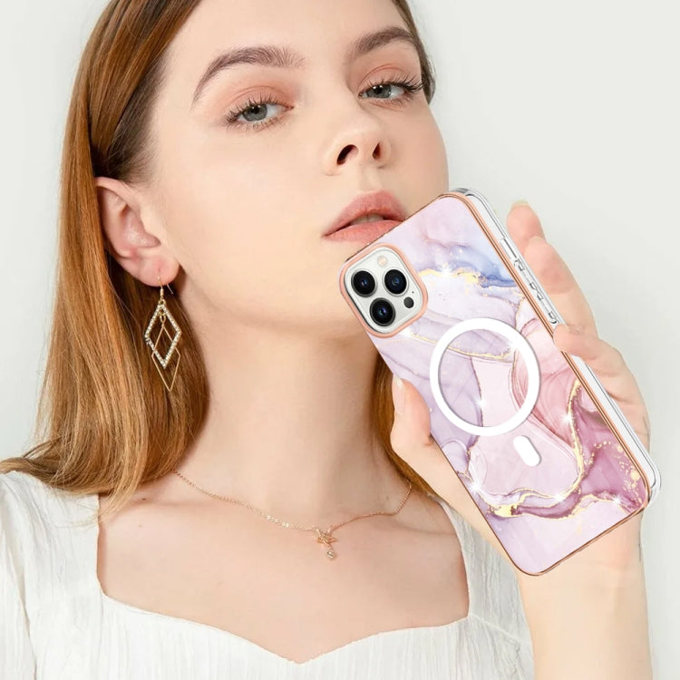 For iPhone 14 Pro Max Marble Pattern Dual-side IMD Magsafe TPU Phone Case(Rose Gold 005) - iPhone 14 Pro Max Cases by buy2fix | Online Shopping UK | buy2fix