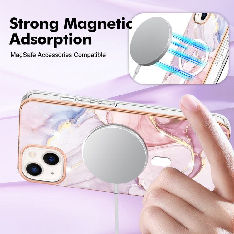 For iPhone 15 Marble Pattern Dual-side IMD Magsafe TPU Phone Case(Rose Gold 005) - iPhone 15 Cases by buy2fix | Online Shopping UK | buy2fix