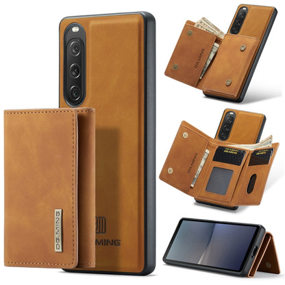 For Sony Xperia 10 V DG.MING M1 Series 3-Fold Multi Card Wallet + Magnetic Phone Case(Brown) - Sony Cases by DG.MING | Online Shopping UK | buy2fix