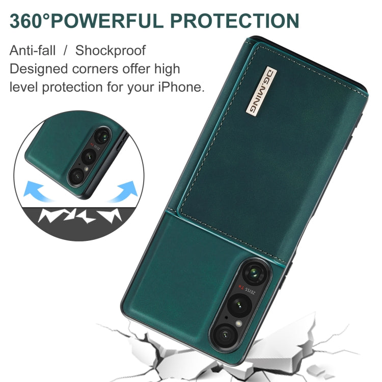 For Sony Xperia 1 VI DG.MING M1 Series 3-Fold Multi Card Wallet + Magnetic Phone Case(Green) - Sony Cases by DG.MING | Online Shopping UK | buy2fix