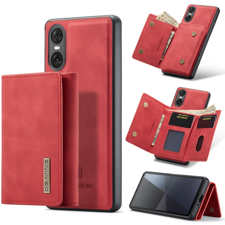 For Sony Xperia 10 VI DG.MING M1 Series 3-Fold Multi Card Wallet + Magnetic Phone Case(Red) - Sony Cases by DG.MING | Online Shopping UK | buy2fix