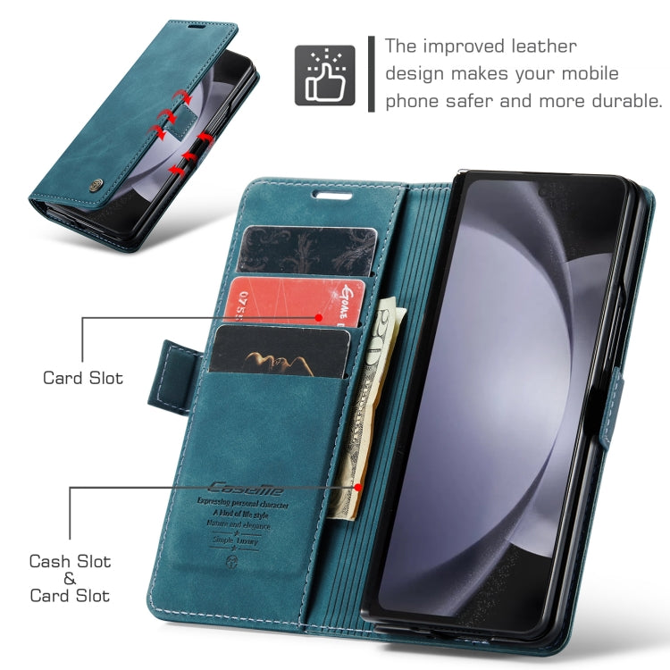 For Samsung Galaxy Z Fold5 CaseMe-013 Multifunctional Retro Frosted Leather Phone Case(Blue) - Galaxy Z Fold5 Cases by CaseMe | Online Shopping UK | buy2fix