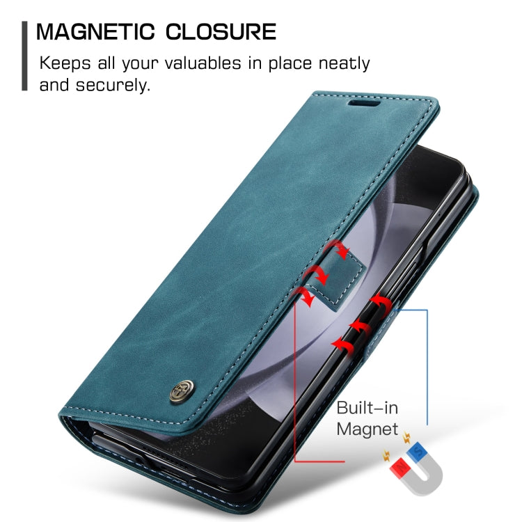 For Samsung Galaxy Z Fold5 CaseMe-013 Multifunctional Retro Frosted Leather Phone Case(Blue) - Galaxy Z Fold5 Cases by CaseMe | Online Shopping UK | buy2fix