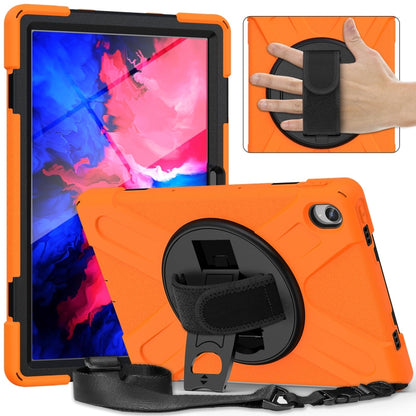 For Lenovo Tab P11 Silicone Hybrid PC Tablet Case with Grip & Shoulder Strap(Orange) - Lenovo by buy2fix | Online Shopping UK | buy2fix