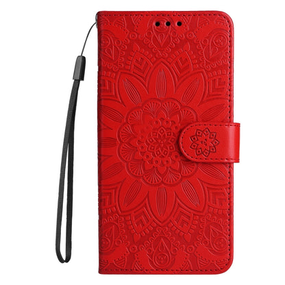 For Samsung Galaxy S24 Embossed Sunflower Leather Phone Case(Red) - Galaxy S24 5G Cases by buy2fix | Online Shopping UK | buy2fix