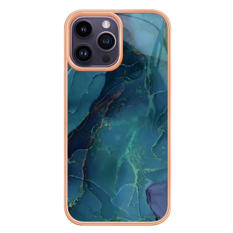 For iPhone 16 Pro Max Electroplating Marble Dual-side IMD Phone Case(Green 017) - iPhone 16 Pro Max Cases by buy2fix | Online Shopping UK | buy2fix