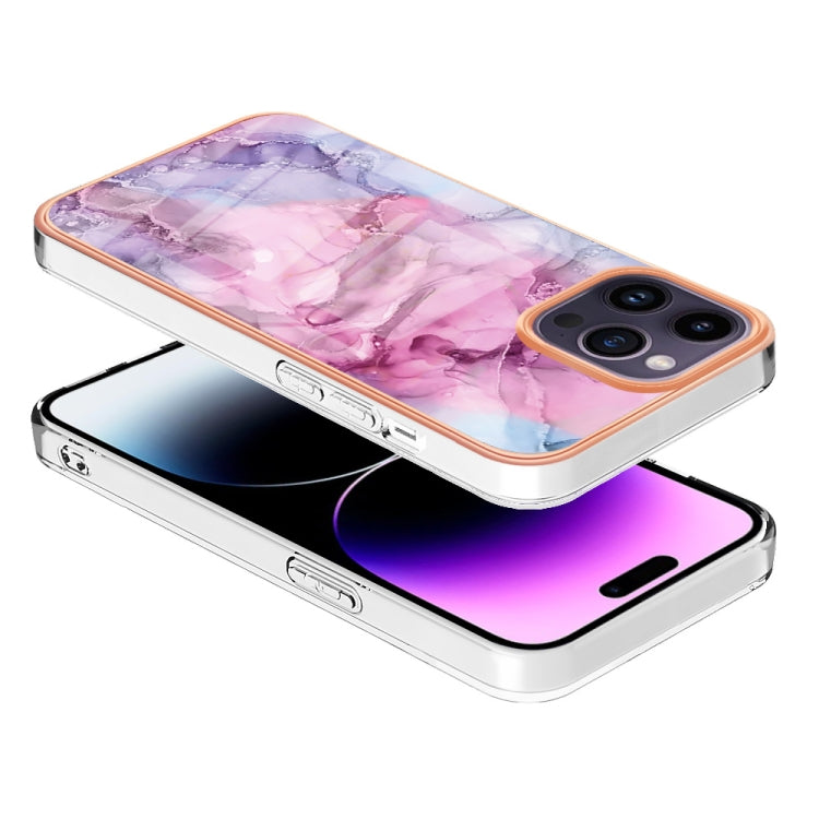 For iPhone 16 Pro Max Electroplating Marble Dual-side IMD Phone Case(Pink 013) - iPhone 16 Pro Max Cases by buy2fix | Online Shopping UK | buy2fix