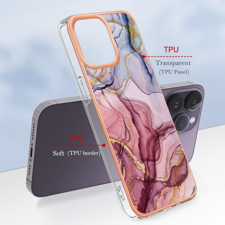 For iPhone 16 Pro Max Electroplating Marble Dual-side IMD Phone Case(Rose Red 014) - iPhone 16 Pro Max Cases by buy2fix | Online Shopping UK | buy2fix