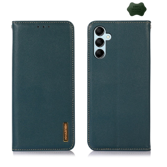 For Samsung Galaxy S24+ KHAZNEH Nappa Top Layer Cowhide Leather Phone Case(Green) - Galaxy Phone Cases by buy2fix | Online Shopping UK | buy2fix