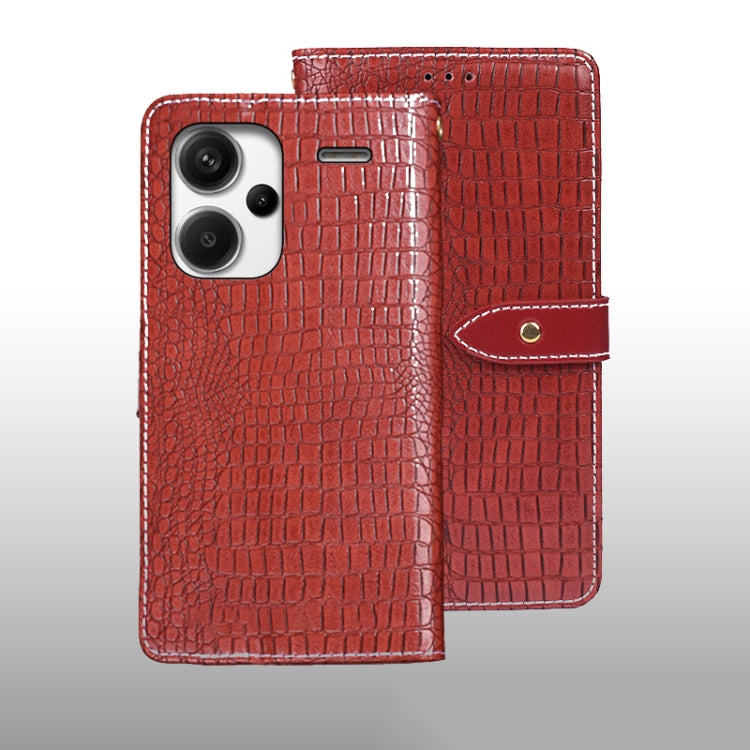 For Xiaomi Redmi Note 13 Pro+ 5G idewei Crocodile Texture Leather Phone Case(Red) - Xiaomi Cases by idewei | Online Shopping UK | buy2fix