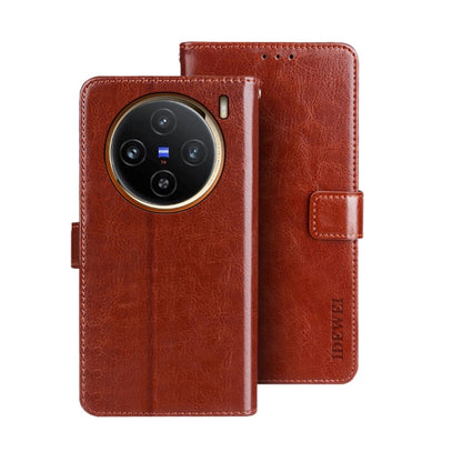 For vivo X100 idewei Crazy Horse Texture Leather Phone Case(Brown) - X100 Cases by idewei | Online Shopping UK | buy2fix