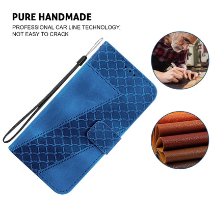 For iPhone 16 Pro Max Seven-shaped Embossed Leather Phone Case(Blue) - iPhone 16 Pro Max Cases by buy2fix | Online Shopping UK | buy2fix