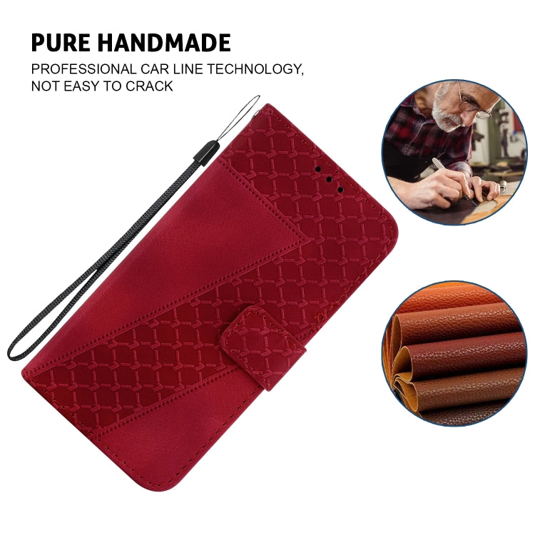 For iPhone 16 Pro Max Seven-shaped Embossed Leather Phone Case(Red) - iPhone 16 Pro Max Cases by buy2fix | Online Shopping UK | buy2fix