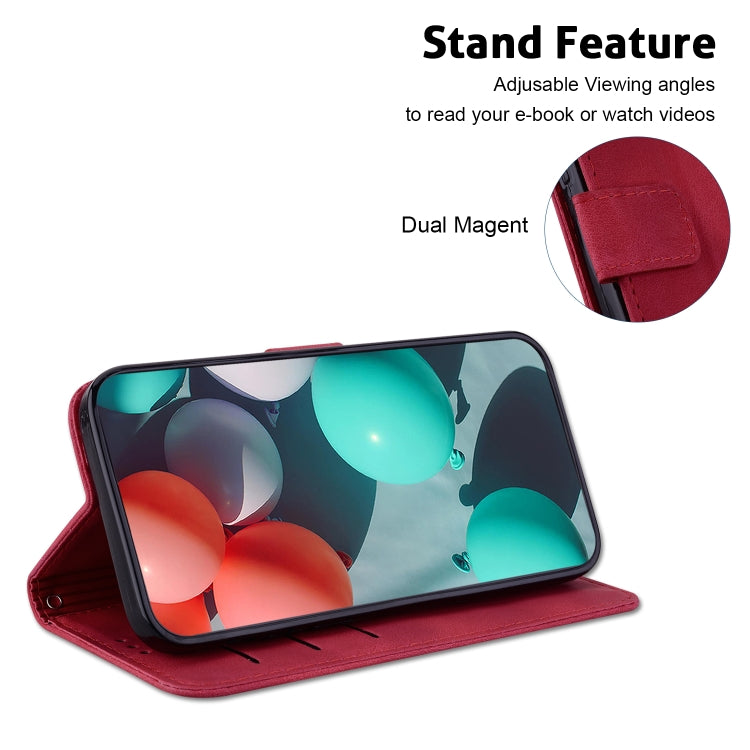 For iPhone 16 Pro Seven-shaped Embossed Leather Phone Case(Red) - iPhone 16 Pro Cases by buy2fix | Online Shopping UK | buy2fix