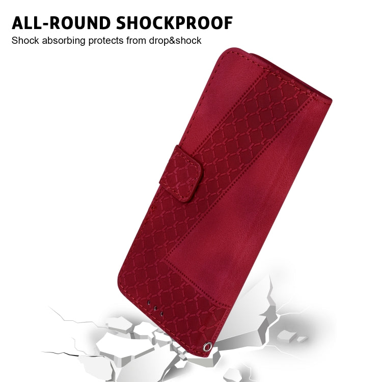 For iPhone 16 Pro Seven-shaped Embossed Leather Phone Case(Red) - iPhone 16 Pro Cases by buy2fix | Online Shopping UK | buy2fix