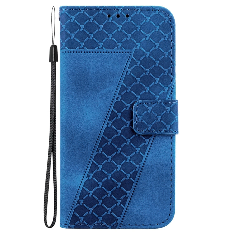 For OnePlus 13 Seven-shaped Embossed Leather Phone Case(Blue) - OnePlus Cases by buy2fix | Online Shopping UK | buy2fix