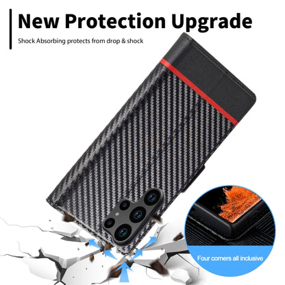 For Samsung Galaxy S24 Ultra 5G LC.IMEEKE Carbon Fiber Leather Phone Case(Horizontal Black) - Galaxy S24 Ultra 5G Cases by LC.IMEEKE | Online Shopping UK | buy2fix