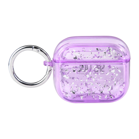 For AirPods 3 Silver Foil Epoxy Bluetooth Earphone Protective Case(Purple) - For AirPods 3 by buy2fix | Online Shopping UK | buy2fix