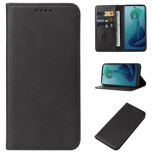 For Motorola Moto G 5G 2024 Magnetic Closure Leather Phone Case(Black) - Motorola Cases by buy2fix | Online Shopping UK | buy2fix