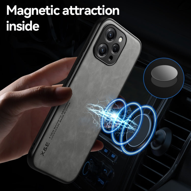 For Xiaomi 14 Pro Skin Feel Magnetic Leather Back Phone Case(Dark Grey) - 14 Pro Cases by buy2fix | Online Shopping UK | buy2fix