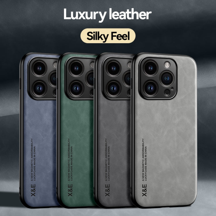 For iPhone 16 Pro Max Skin Feel Magnetic Leather Back Phone Case(Light Grey) - iPhone 16 Pro Max Cases by buy2fix | Online Shopping UK | buy2fix