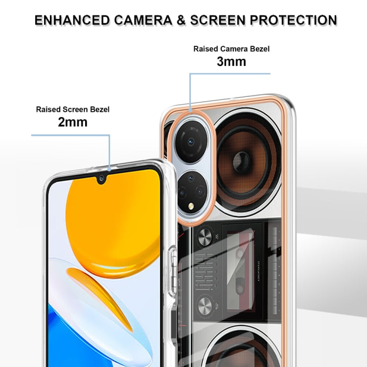 For Honor X7 Electroplating Marble Dual-side IMD Phone Case(Retro Radio) - Honor Cases by buy2fix | Online Shopping UK | buy2fix