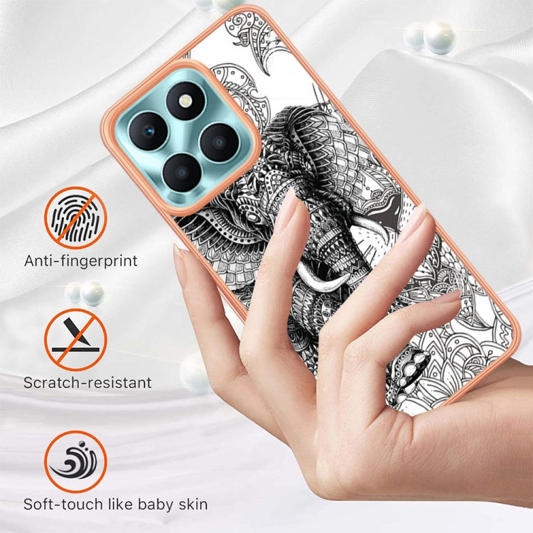 For Honor X6a Electroplating Marble Dual-side IMD Phone Case(Totem Elephant) - Honor Cases by buy2fix | Online Shopping UK | buy2fix