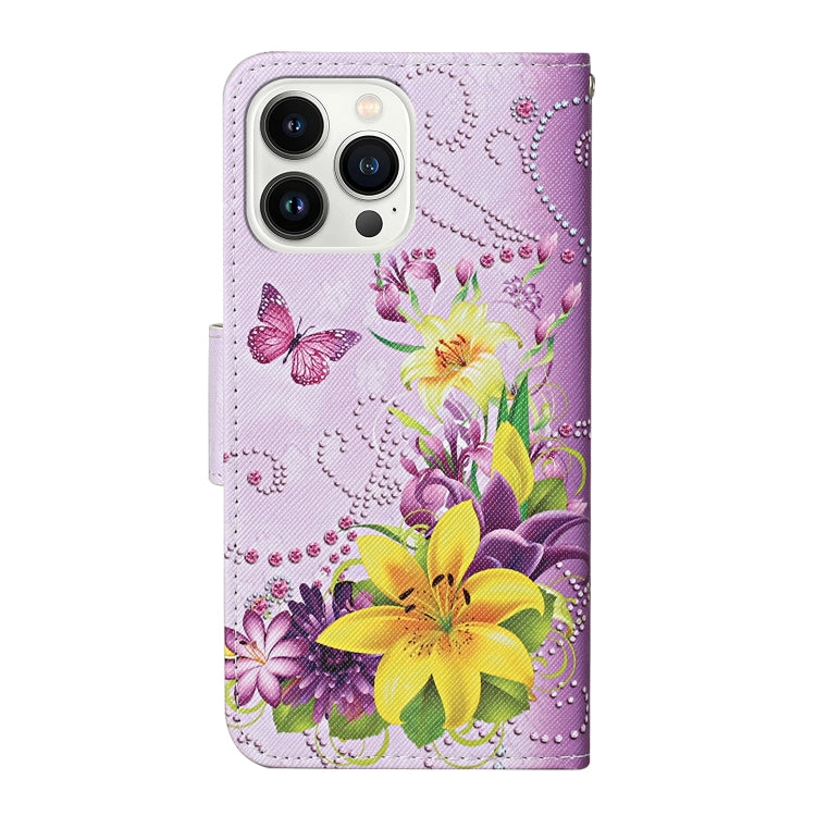 For iPhone 16 Pro Max 3D Colored Drawing Flip Leather Phone Case(Yellow Flowers) - iPhone 16 Pro Max Cases by buy2fix | Online Shopping UK | buy2fix