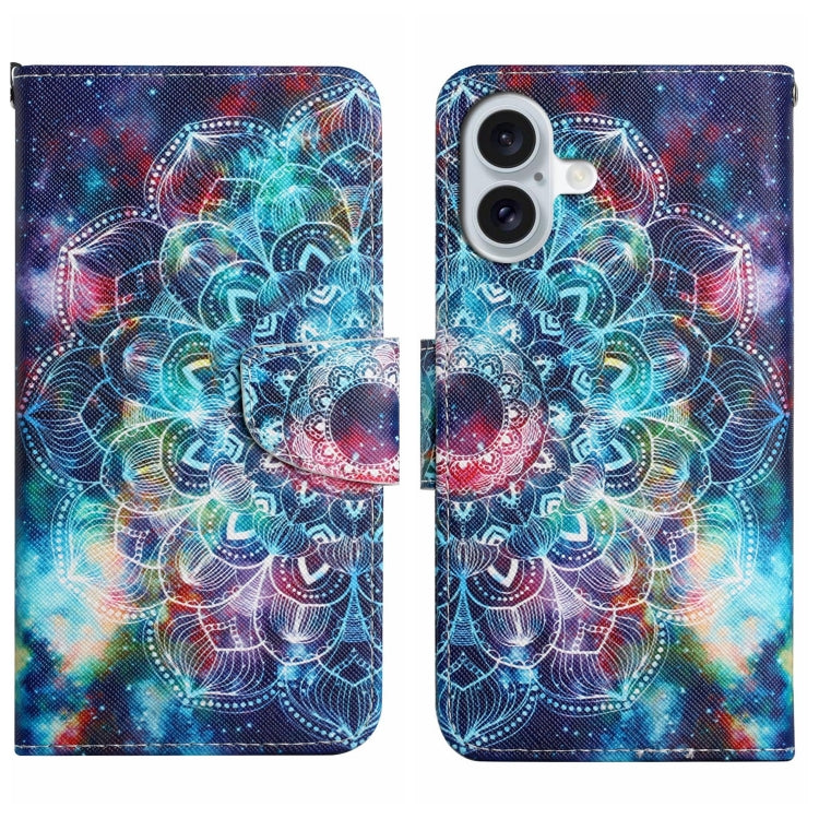 For iPhone 16 Plus 3D Colored Drawing Flip Leather Phone Case(Star Mandala) - iPhone 16 Plus Cases by buy2fix | Online Shopping UK | buy2fix