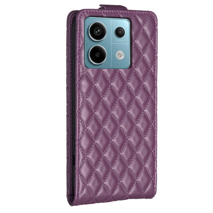 For Xiaomi Redmi Note 13 Pro 4G Global Diamond Lattice Vertical Flip Leather Phone Case(Dark Purple) - Note 13 Pro Cases by buy2fix | Online Shopping UK | buy2fix