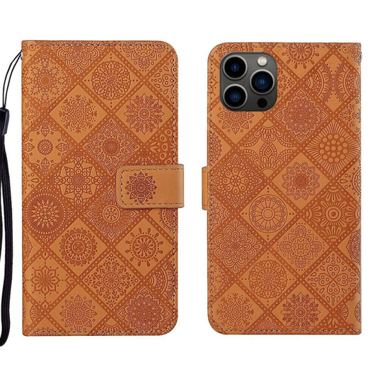 For iPhone 16 Pro Max Ethnic Style Embossed Pattern Leather Phone Case(Brown) - iPhone 16 Pro Max Cases by buy2fix | Online Shopping UK | buy2fix