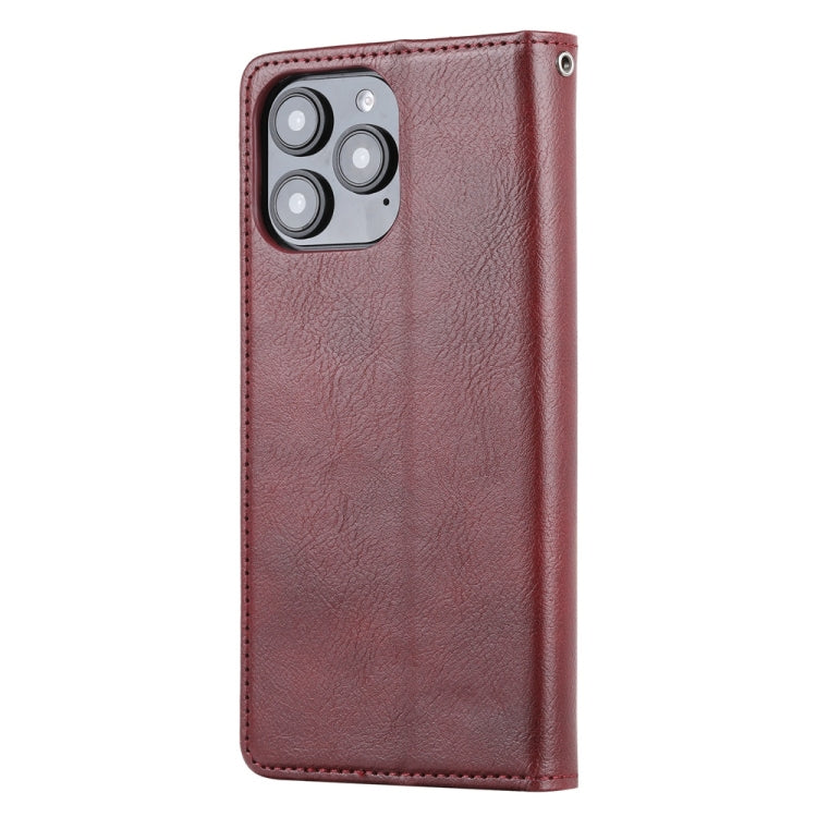 For iPhone 16 Pro Knead Skin Texture Flip Leather Phone Case(Wine Red) - iPhone 16 Pro Cases by buy2fix | Online Shopping UK | buy2fix