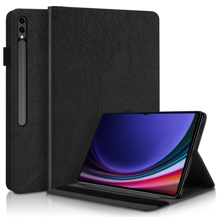 For Samsung Galaxy Tab S9 Ultra Life Tree Series Horizontal Flip Leather Tablet Case(Black) - Galaxy Tab S9 Ultra Cases by buy2fix | Online Shopping UK | buy2fix