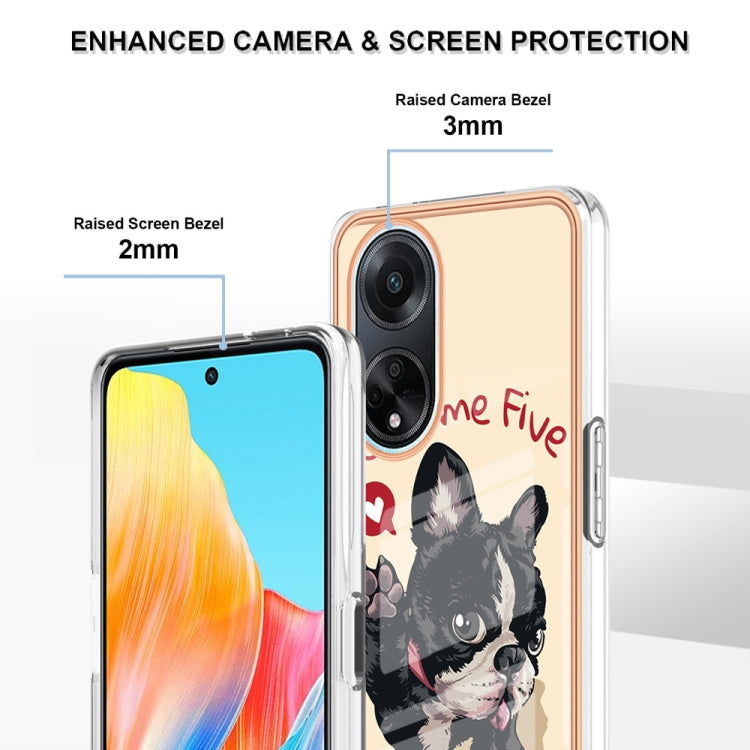 For OPPO A98 Electroplating Marble Dual-side IMD Phone Case(Lucky Dog) - OPPO Cases by buy2fix | Online Shopping UK | buy2fix