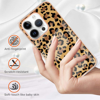 For iPhone 16 Pro Max Electroplating Marble Dual-side IMD Phone Case(Leopard Print) - iPhone 16 Pro Max Cases by buy2fix | Online Shopping UK | buy2fix